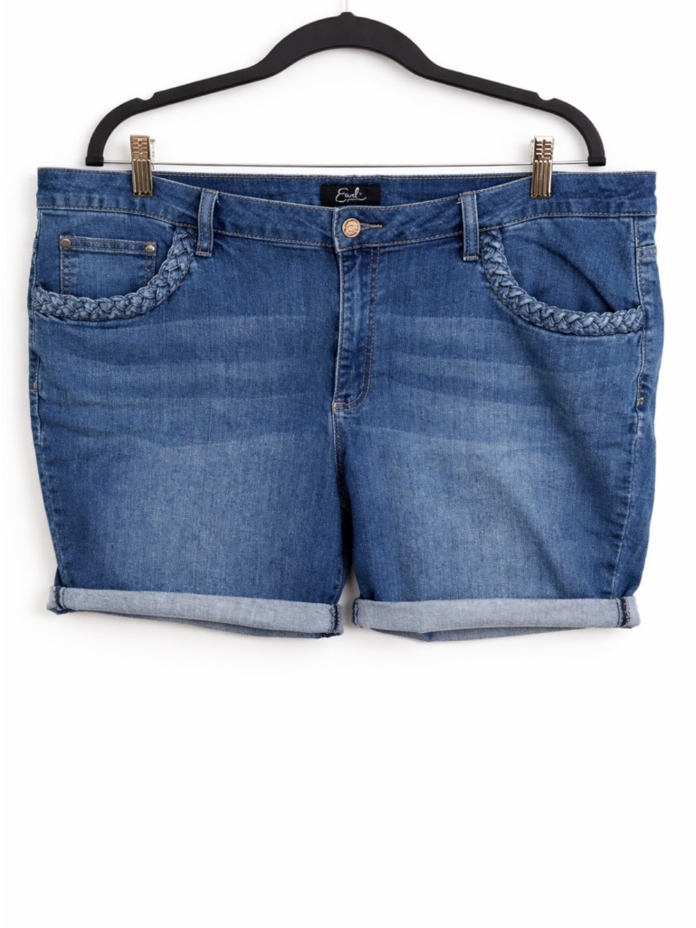 Earl Jean Braided Pocket Denim Shorts Plus Size 24W EUC Summer Casual